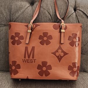 Brown Floral Tote Bag